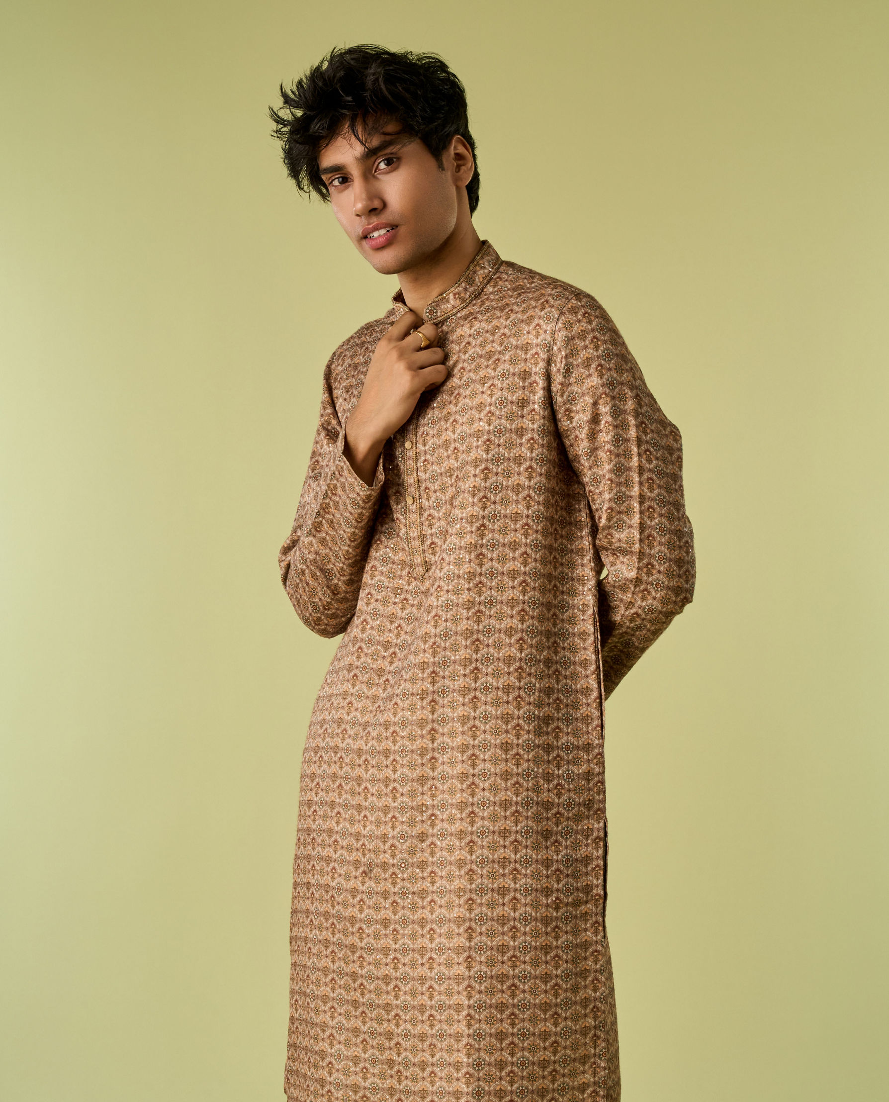 Diwas Men Mehndi Green Kurta