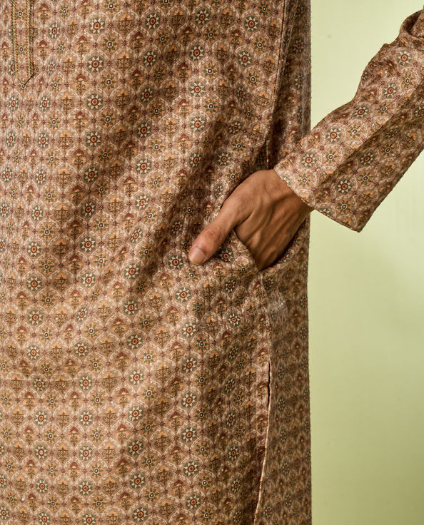 Diwas Men Mehndi Green Kurta