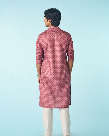 Diwas Men Dusty Pink Festive Kurta
