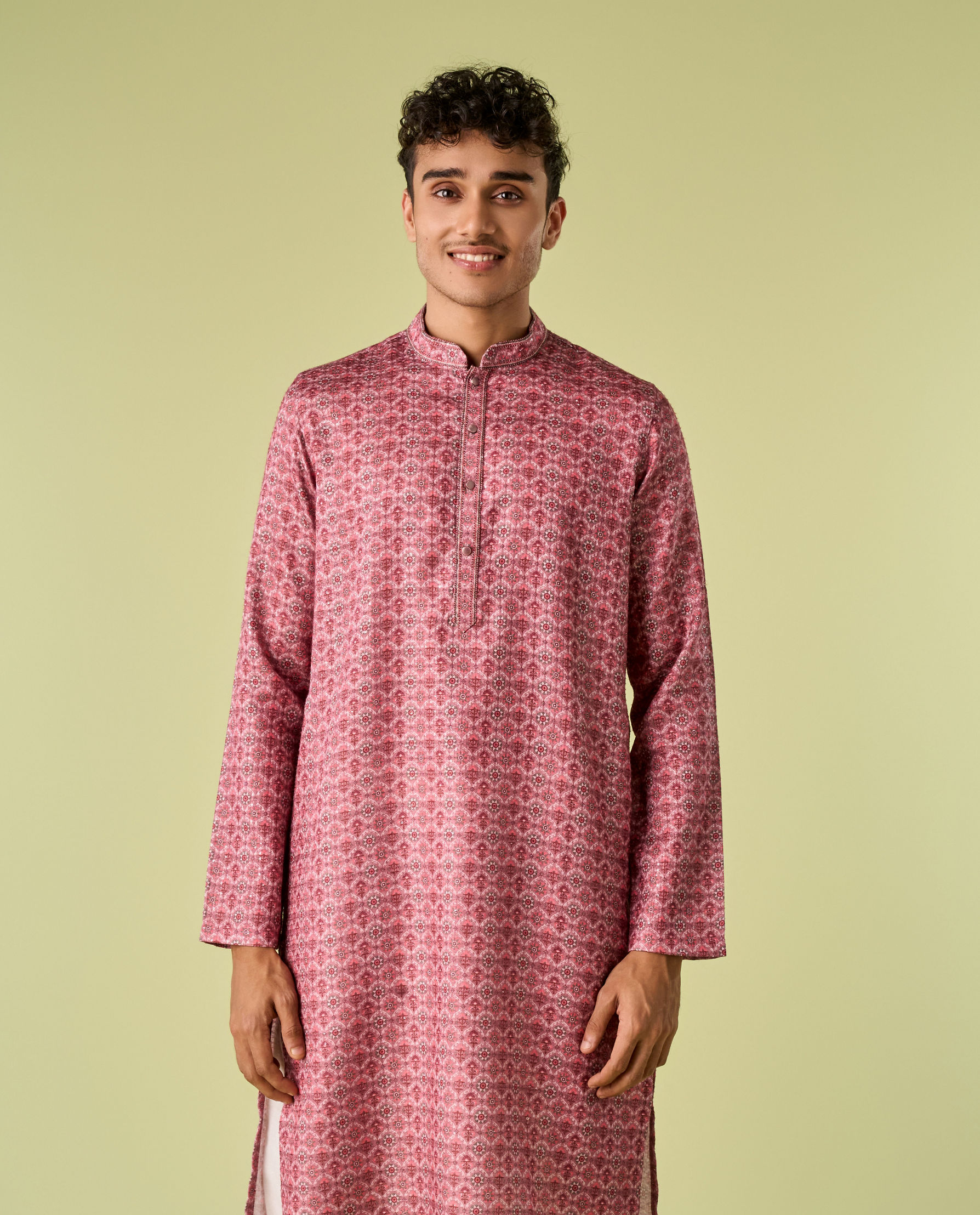Diwas Men Dusty Pink Festive Kurta