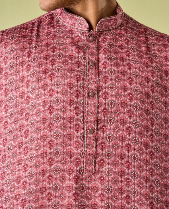 Diwas Men Dusty Pink Festive Kurta