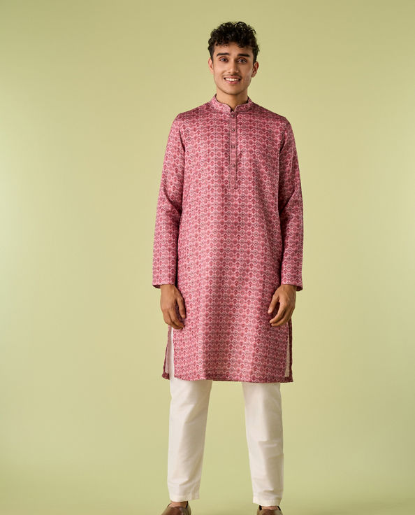 Diwas Men Dusty Pink Festive Kurta
