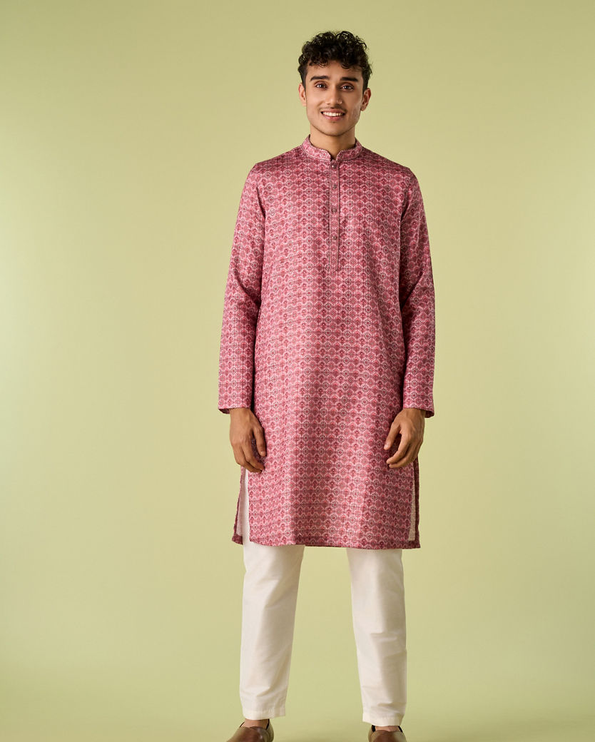 Diwas Men Dusty Pink Festive Kurta
