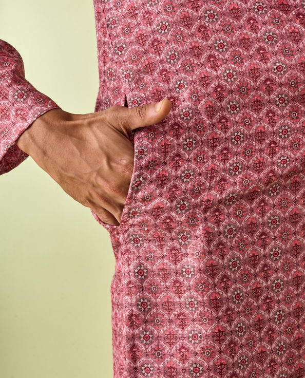 Diwas Men Dusty Pink Festive Kurta