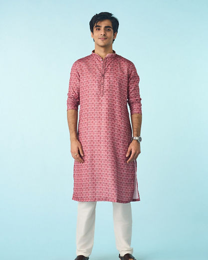 Diwas Men Dusty Pink Festive Kurta