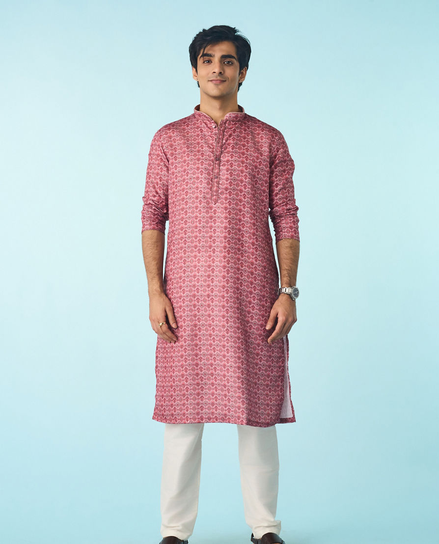 Diwas Men Dusty Pink Festive Kurta