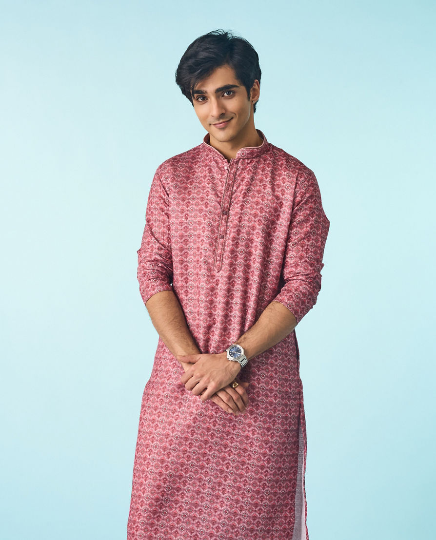 Diwas Men Dusty Pink Festive Kurta