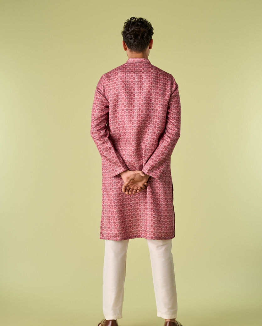 Diwas Men Dusty Pink Festive Kurta
