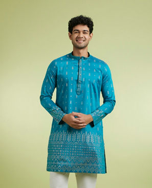 Diwas Men Teal Green Enchanting Kurta