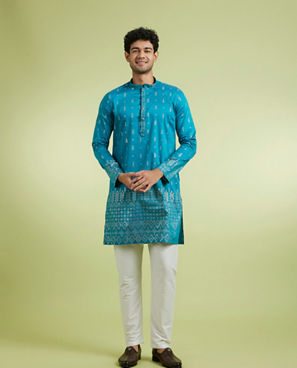 Diwas Men Teal Green Enchanting Kurta