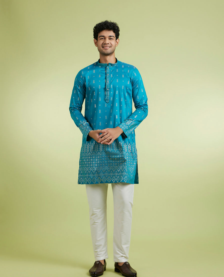 Diwas Men Teal Green Enchanting Kurta