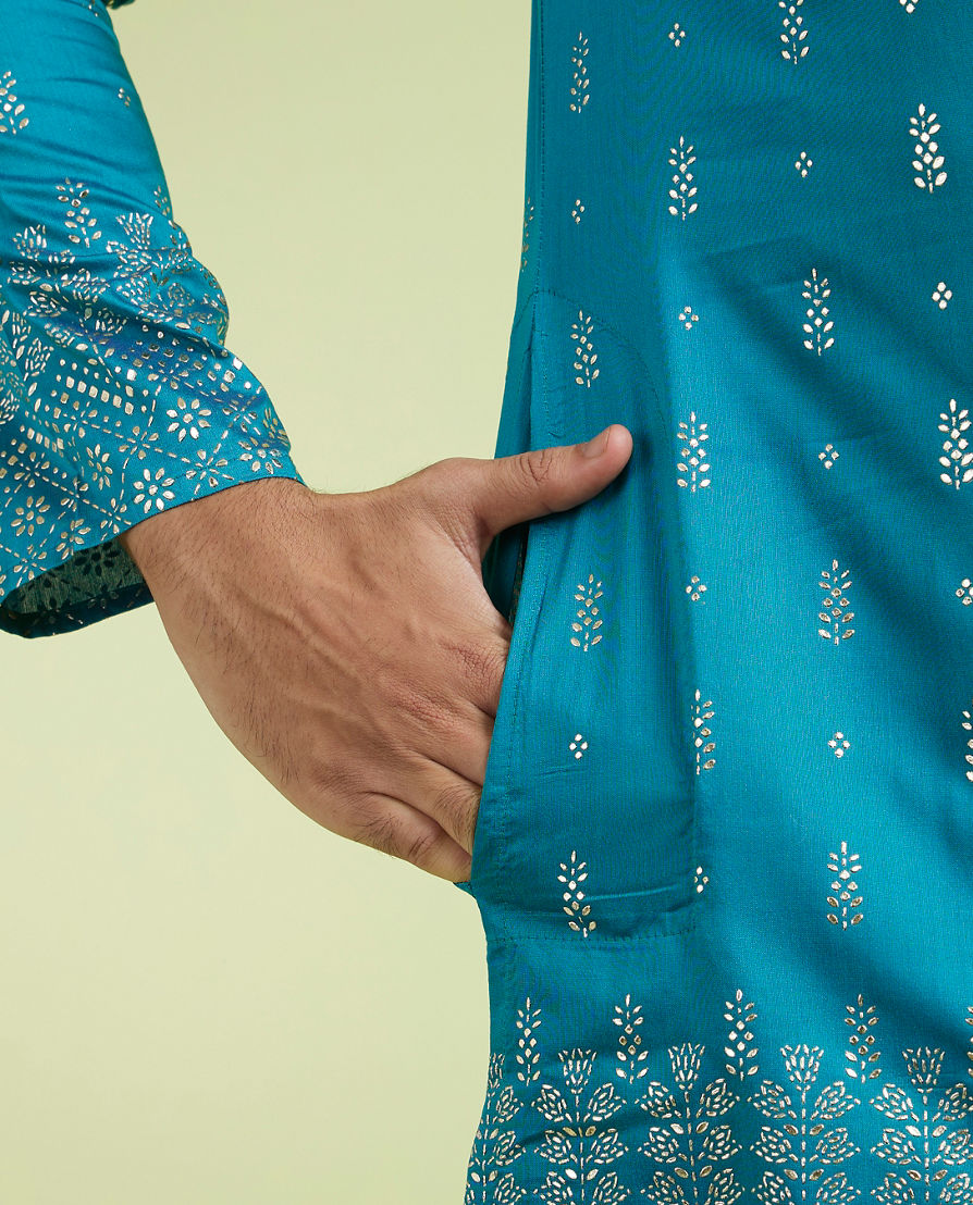 Diwas Men Teal Green Enchanting Kurta