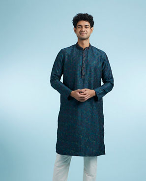Diwas Men Teal Blue Festive Kurta