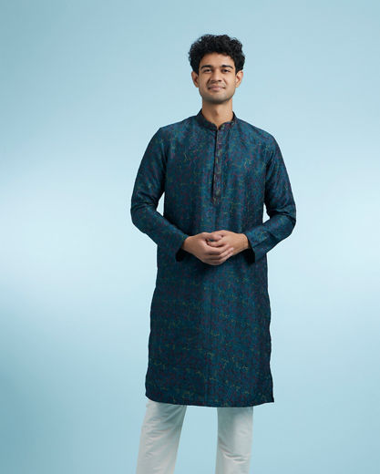 Diwas Men Teal Blue Festive Kurta