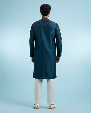 Diwas Men Teal Blue Festive Kurta