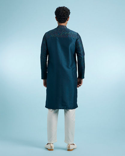 Diwas Men Teal Blue Festive Kurta