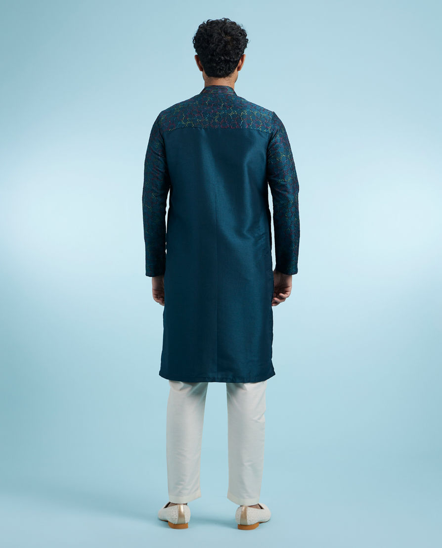 Diwas Men Teal Blue Festive Kurta