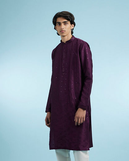 Diwas Men Purple Celebration Kurta