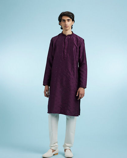 Diwas Men Purple Celebration Kurta