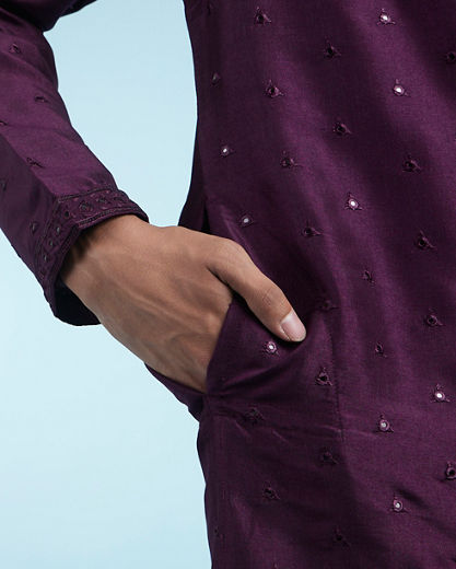 Diwas Men Purple Celebration Kurta