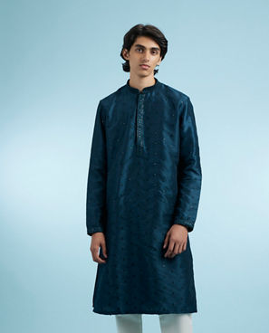 Diwas Men Teal Blue Elegance Kurta