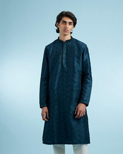 Diwas Men Teal Blue Elegance Kurta