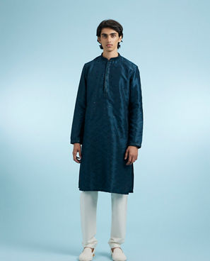 Diwas Men Teal Blue Elegance Kurta