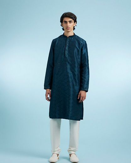 Diwas Men Teal Blue Elegance Kurta