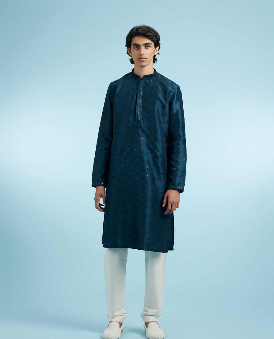 Diwas Men Teal Blue Elegance Kurta