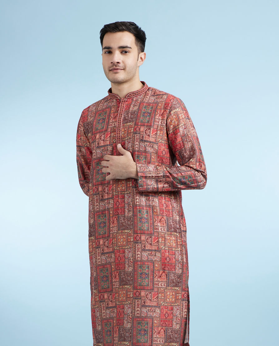 Diwas Men Rust Radiance Kurta