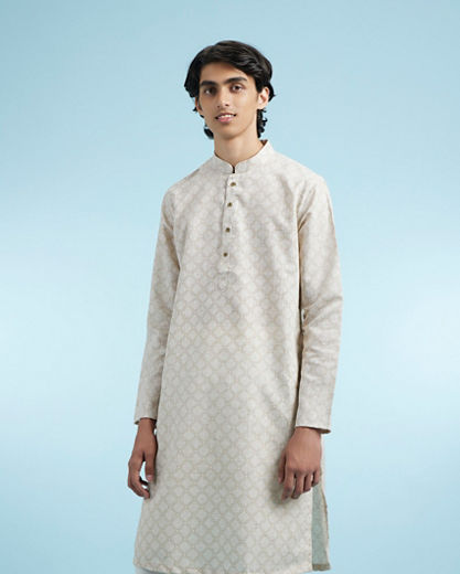 Diwas Men Beige Blended Cotton Kurta