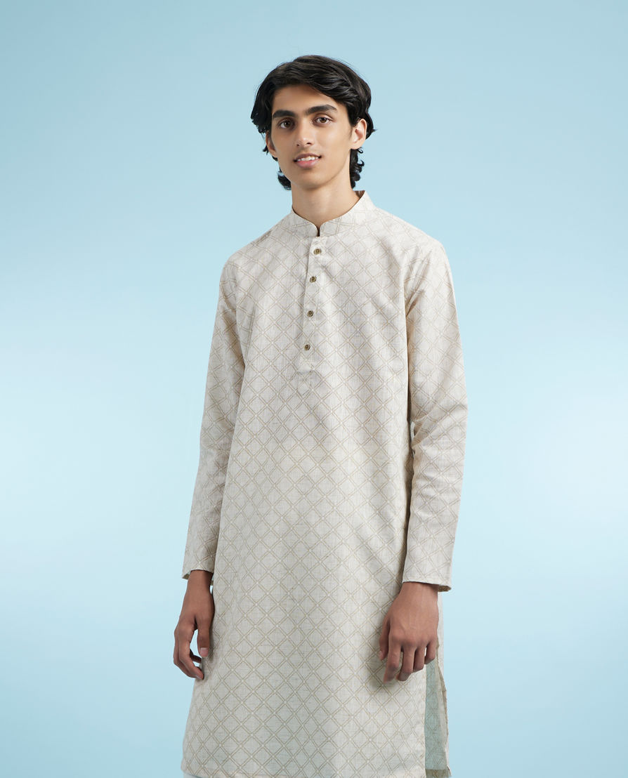Diwas Men Beige Blended Cotton Kurta