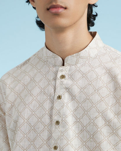 Diwas Men Beige Blended Cotton Kurta