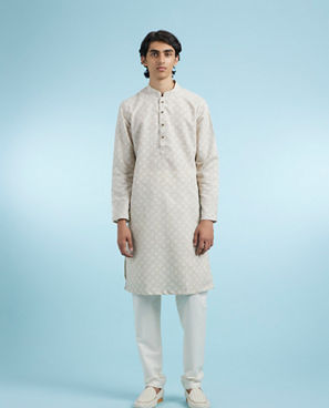 Diwas Men Beige Blended Cotton Kurta