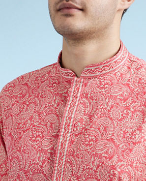 Diwas Men Rani Pink Festival Kurta