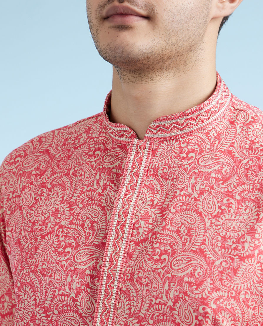 Diwas Men Rani Pink Festival Kurta