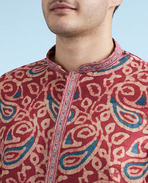 Diwas Men Maroon Elegance Kurta