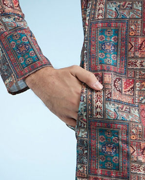 Diwas Men Rust Printed Straight Kurta