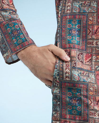 Diwas Men Rust Printed Straight Kurta