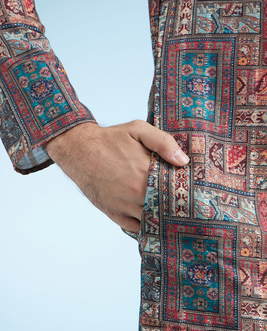 Diwas Men Rust Printed Straight Kurta