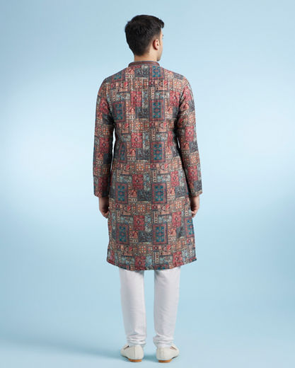 Diwas Men Rust Printed Straight Kurta