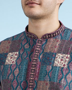 Diwas Men Teal Green Ethereal Kurta