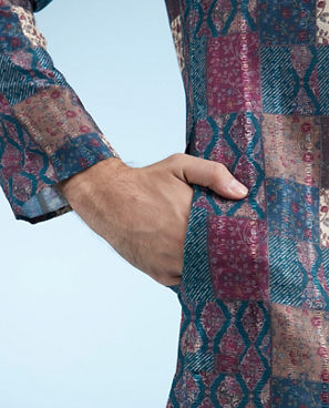 Diwas Men Teal Green Ethereal Kurta