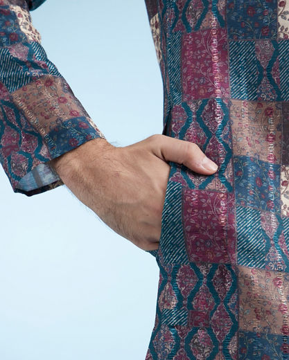 Diwas Men Teal Green Ethereal Kurta