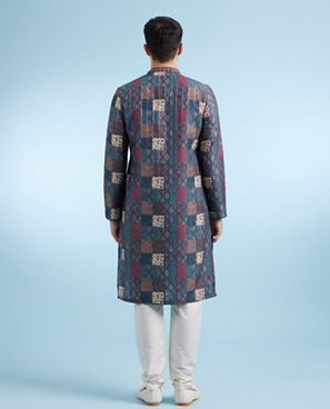 Diwas Men Teal Green Ethereal Kurta
