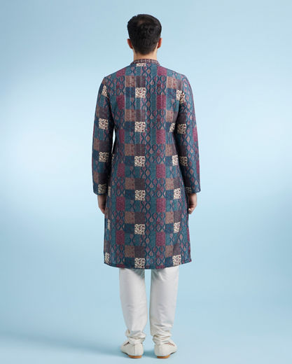 Diwas Men Teal Green Ethereal Kurta