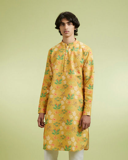 Diwas Men Sun Kissed Yellow Elegance Kurta