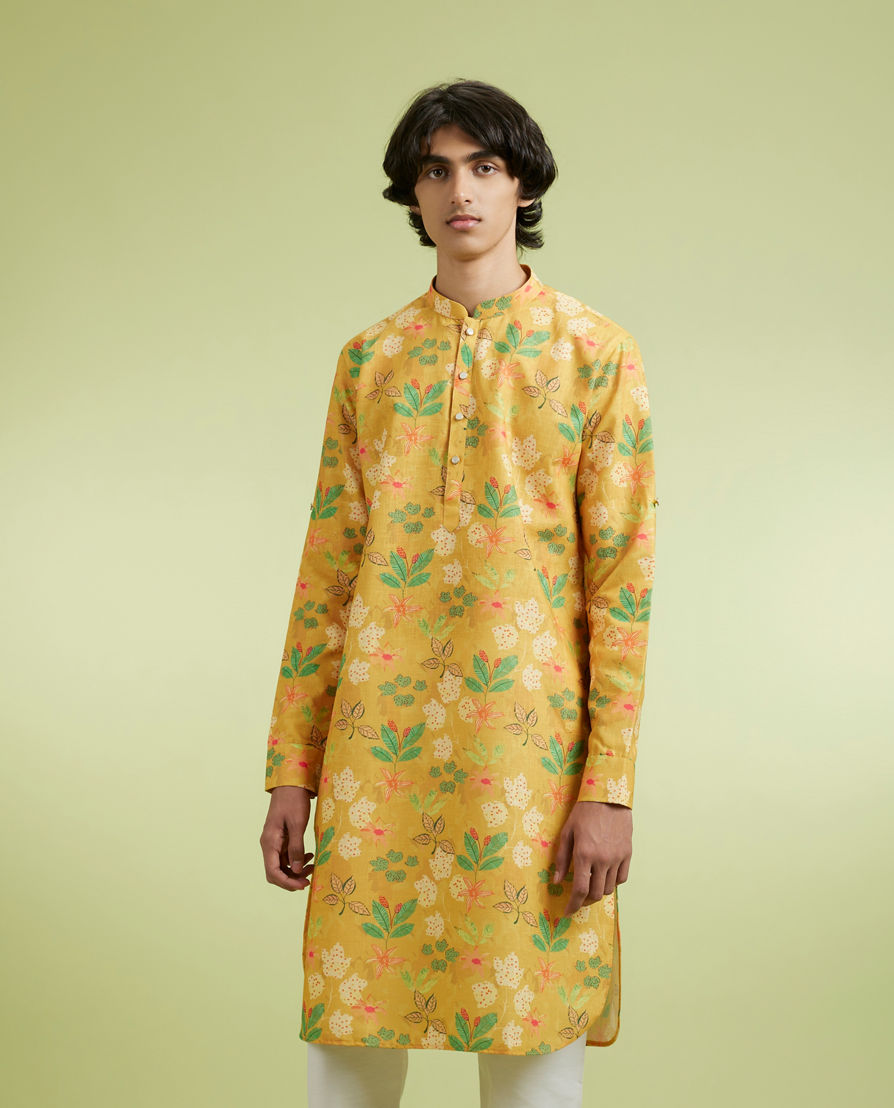 Diwas Men Sun Kissed Yellow Elegance Kurta