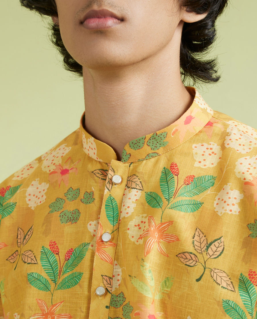 Diwas Men Sun Kissed Yellow Elegance Kurta