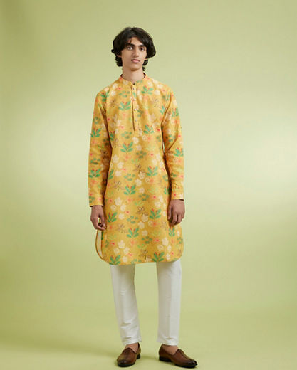 Diwas Men Sun Kissed Yellow Elegance Kurta